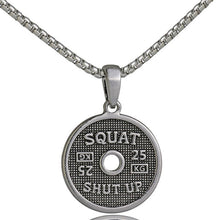 Load image into Gallery viewer, Men Fitness Weight Plate Necklace Pendant Stainless Steel Chain Bodybuilding Dumbbell Barbell Gym Necklace Charm Fitness Jewelry