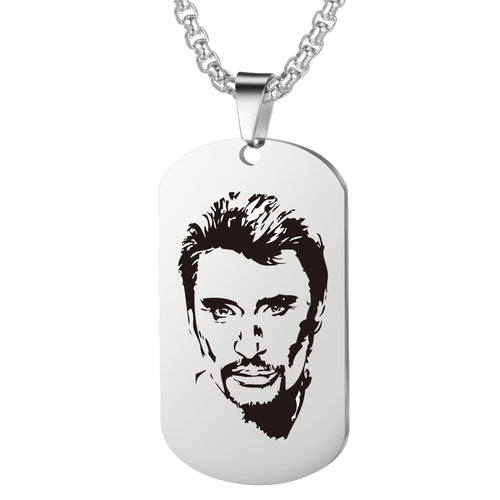 Customized Engraved French Rocker Johnny Hallyday Personalized Photo Necklace Pendant female male bijoux femme